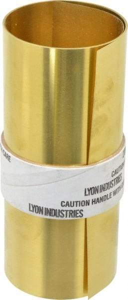 Made in USA - 5 Ft. Long x 6 Inch Wide x 0.007 Inch Thick, Roll Shim Stock - Brass - Best Tool & Supply