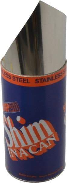 Made in USA - 1.25 m Long x 150 mm Wide x 0.05 mm Thick, Roll Shim Stock - Stainless Steel - Best Tool & Supply