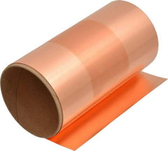 Made in USA - 100 Inch Long x 6 Inch Wide x 0.002 Inch Thick, Roll Shim Stock - Copper - Best Tool & Supply