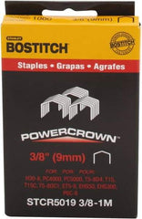 Stanley Bostitch - 3/8" Long x 7/16" Wide, 18 Gauge Crowned Construction Staple - Steel, Chisel Point - Best Tool & Supply