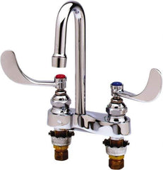 T&S Brass - Faucet Mount, Deck Mount Faucet without Spray - Two Handle, Wrist Blade Handle, Gooseneck Spout, No Drain - Best Tool & Supply