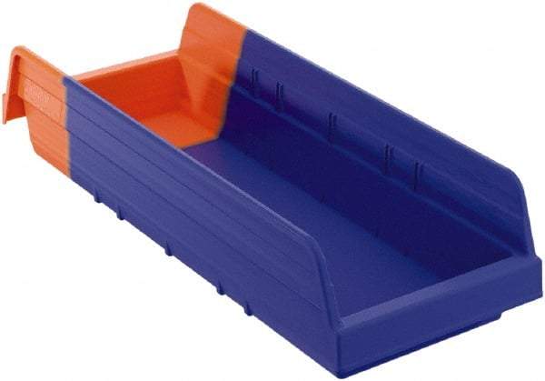 Akro-Mils - 17-7/8" Deep, Blue/Orange Hopper Shelf Bin - 4" High x 6-5/8" Wide x 17-7/8" Long - Best Tool & Supply