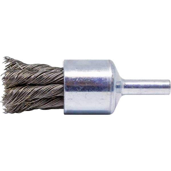 Brush Research Mfg. - 3/4" Brush Diam, Knotted, End Brush - 1/4" Diam Steel Shank, 20,000 Max RPM - Best Tool & Supply