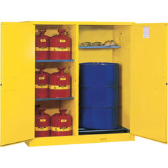 Justrite - Drum Cabinets; Number of Drums: 1 ; Storage Direction: Vertical ; Door Type: Manual Closing ; Number of Shelves: 1 ; Height (Inch): 65 ; Width (Inch): 34 - Exact Industrial Supply