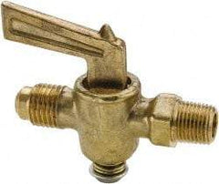 Parker - 1/8" Pipe, 1/4" Tube, Flare to Male Pipe Drain Cock & Shutoff Valve - 1/8-27 Thread, 30 Max psi - Best Tool & Supply