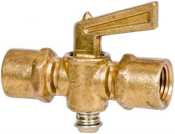 Parker - 1/4" Tube, Compression Pipe to Compression Pipe Drain Cock & Shutoff Valve - 1/4-18 Thread, 30 Max psi - Best Tool & Supply