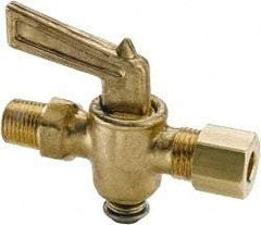 Parker - 1/4" Pipe, 1/4" Tube, Compression Pipe to Male Pipe Drain Cock & Shutoff Valve - 1/4-18 Thread, 30 Max psi - Best Tool & Supply