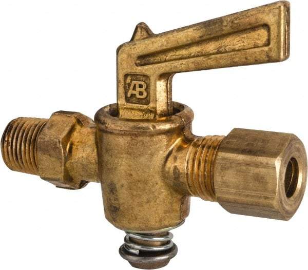 Parker - 1/8" Pipe, 1/4" Tube, Compression Pipe to Male Pipe Drain Cock & Shutoff Valve - 1/8-27 Thread, 30 Max psi - Best Tool & Supply