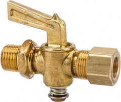 Parker - 1/4" Pipe, 3/8" Tube, Compression Pipe to Male Pipe Drain Cock & Shutoff Valve - 1/4-18 Thread, 30 Max psi - Best Tool & Supply