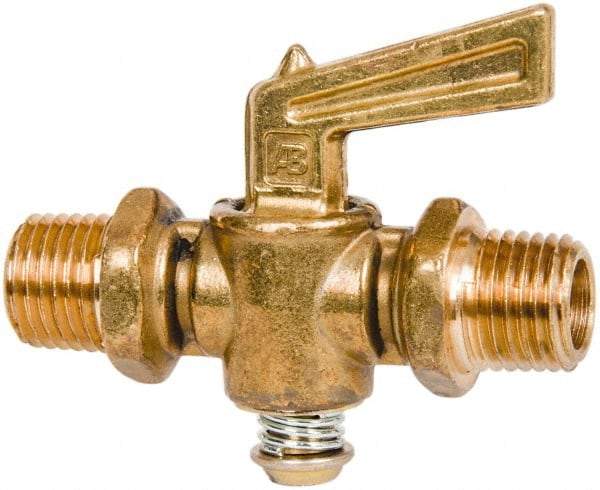 Parker - 1/4" Pipe, Male Pipe to Male Pipe Drain Cock & Shutoff Valve - 1/4-18 Thread, 30 Max psi - Best Tool & Supply