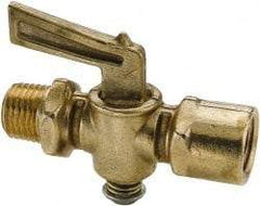 Parker - 1/4" Pipe, Female Pipe to Male Pipe Drain Cock & Shutoff Valve - 1/4-18 Thread, 30 Max psi - Best Tool & Supply