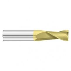 15/32 Dia. x 3 Overall Length 2-Flute Square End Solid Carbide SE End Mill-Round Shank-Center Cut-TiN - Best Tool & Supply