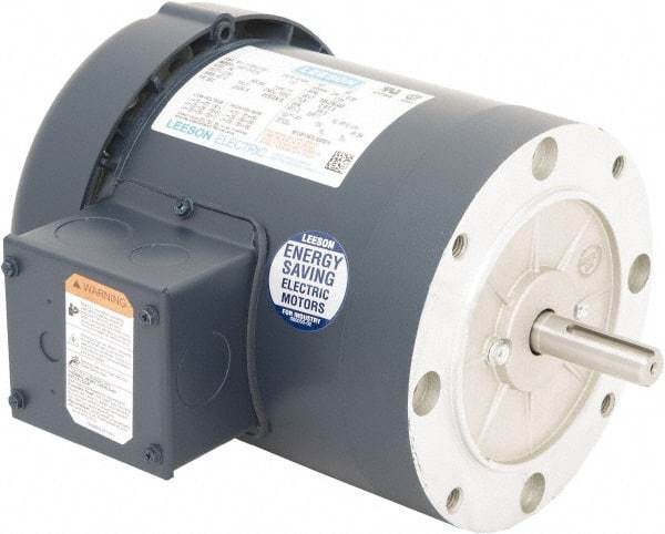 Leeson - 1/3 Max hp, 1,200 Max RPM, Electric AC DC Motor - 230/460 V Input, Three Phase, 56C Frame, C-Face Mount, TEFC Enclosure - Best Tool & Supply