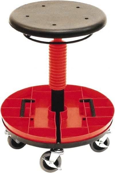 ShopSol - 300 Lb Capacity, 5 Wheel Trolley Stool - Polyurethane, 18" Long x 19" Overall Height x 18" Wide - Best Tool & Supply