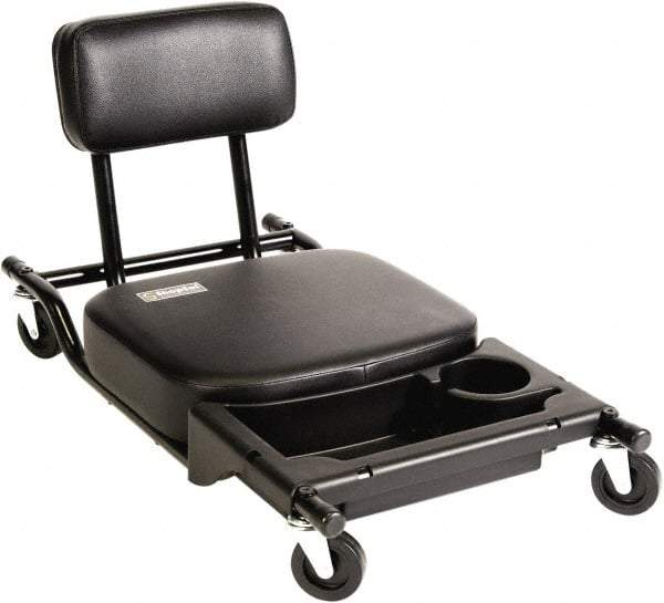 ShopSol - 300 Lb Capacity, 4 Wheel Creeper Seat - Steel/Vinyl, 32" Long x 18" Overall Height x 16" Wide - Best Tool & Supply