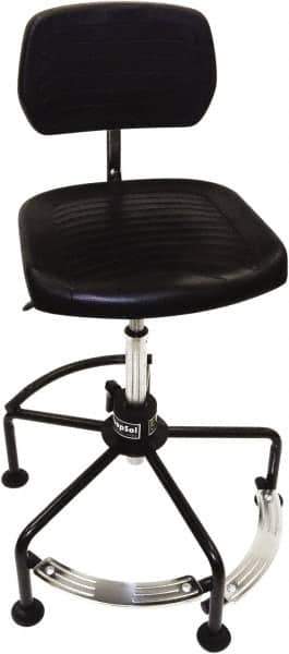 ShopSol - 17 to 35" High Adjustable Height Swivel Stool - 26" Wide x 26-1/2" Deep, Polyurethane Seat, Black - Best Tool & Supply