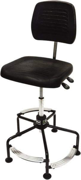 ShopSol - 17 to 35" High Adjustable Height Swivel Stool - 26" Wide x 26-1/2" Deep, Polyurethane Seat, Black - Best Tool & Supply