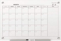 Quartet - 24" High x 36" Wide Magnetic Dry Erase Calendar - Plastic, Includes Dry-Erase Marker, Magnet & Mounting Kit - Best Tool & Supply