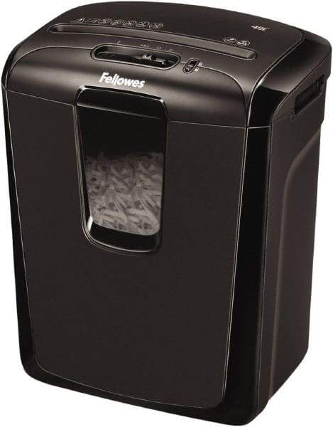 FELLOWES - 5/32" x 2" Strip, 8 Sheet Cross Cut Personal Shredder - 9-11/16" Long x 13-3/8" Wide x 15-3/8" High, Level 3 Security, 4 Gal Wastebasket - Best Tool & Supply