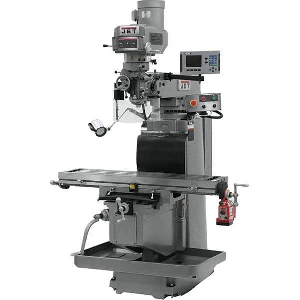 Jet - 54" Table Width x 12" Table Length, Electronic Variable Speed Control, 3 Phase Knee Milling Machine - R8 Spindle Taper, 5 hp - Best Tool & Supply