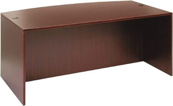 ALERA - Woodgrain Laminate Bow Front Desk - 71" Wide x 41-3/8" Deep x 29-5/8" High, Mahogany - Best Tool & Supply