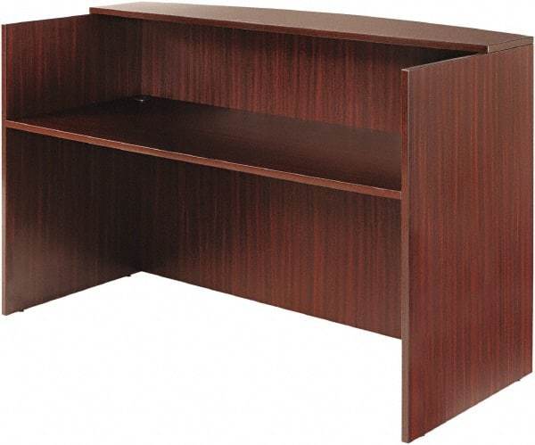 ALERA - Woodgrain Laminate Reception Desk - 71" Wide x 35-1/2" Deep x 42-1/2" High, Mahogany - Best Tool & Supply