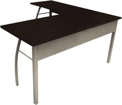 Linea Italia - Woodgrain Laminate L-Shaped Desk - 59-1/8" Wide x 59-1/8" Deep x 29-1/2" High, Mocha & Gray - Best Tool & Supply