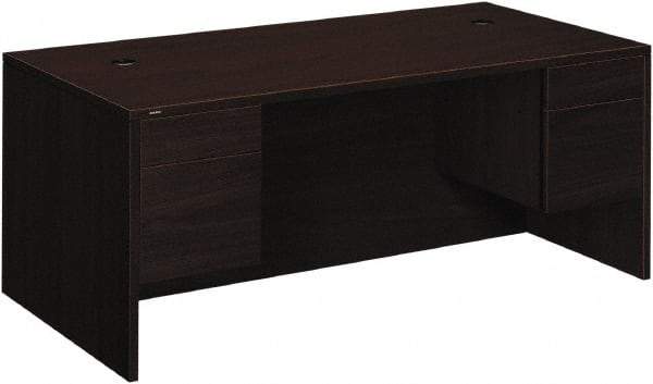 Hon - Woodgrain Laminate Double Pedestal Desk - 72" Wide x 36" Deep x 29-1/2" High, Mahogany - Best Tool & Supply