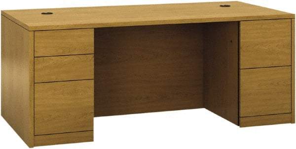 Hon - Woodgrain Laminate Double Pedestal Desk - 72" Wide x 36" Deep x 29-1/2" High, Harvest - Best Tool & Supply