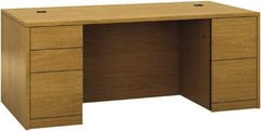 Hon - Woodgrain Laminate Double Pedestal Desk - 72" Wide x 36" Deep x 29-1/2" High, Harvest - Best Tool & Supply