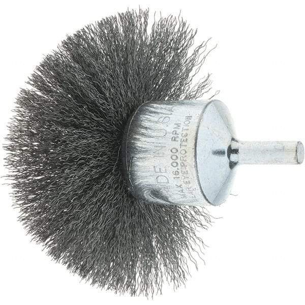 Tru-Maxx - 3" Brush Diam, Crimped, Flared End Brush - 1/4" Diam Steel Shank, 16,000 Max RPM - Best Tool & Supply