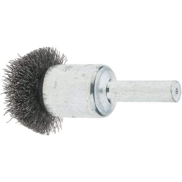 Tru-Maxx - 1" Brush Diam, Crimped, Flared End Brush - 1/4" Diam Steel Shank, 25,000 Max RPM - Best Tool & Supply