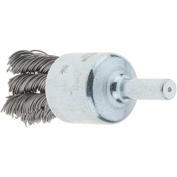 Tru-Maxx - 3/4" Brush Diam, Knotted, End Brush - 1/4" Diam Steel Shank, 22,000 Max RPM - Best Tool & Supply