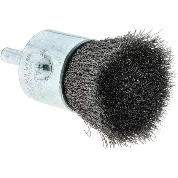 Tru-Maxx - 1" Brush Diam, Crimped, Flared End Brush - 1/4" Diam Steel Shank, 22,000 Max RPM - Best Tool & Supply