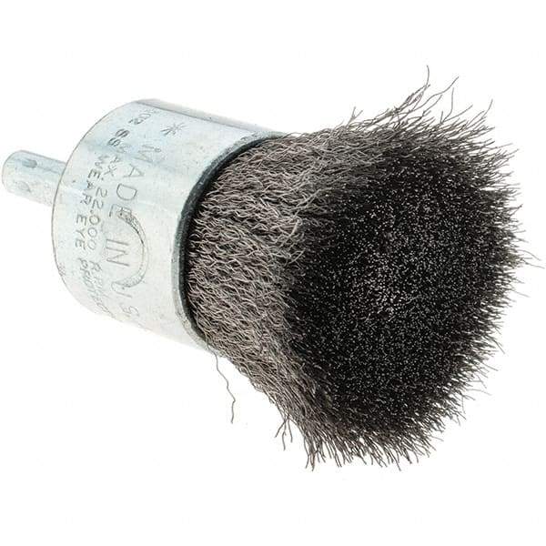 Tru-Maxx - 1" Brush Diam, Crimped, Flared End Brush - 1/4" Diam Steel Shank, 22,000 Max RPM - Best Tool & Supply