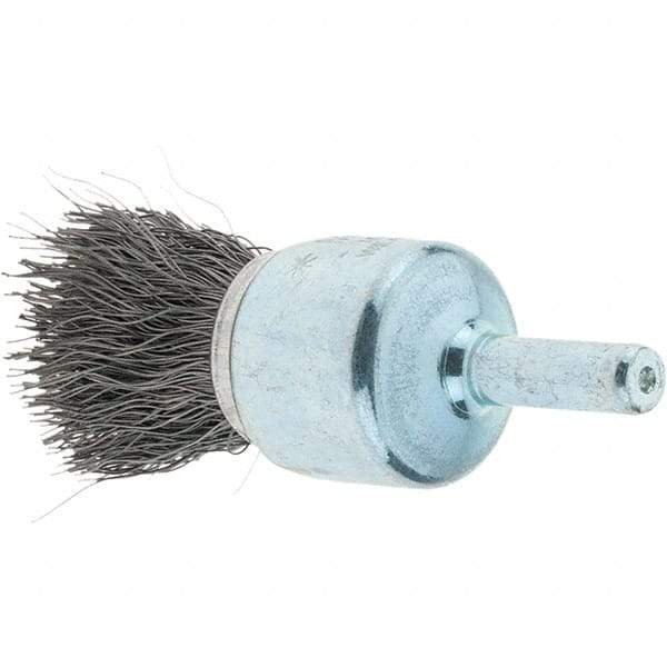 Tru-Maxx - 3/4" Brush Diam, Crimped, Flared End Brush - 1/4" Diam Steel Shank, 22,000 Max RPM - Best Tool & Supply