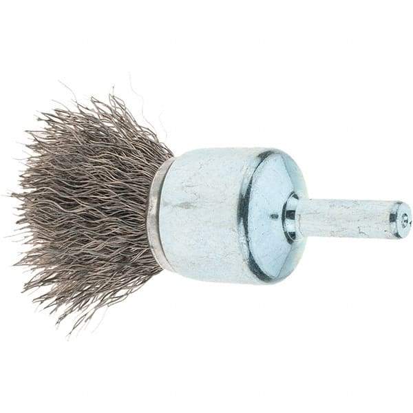 Tru-Maxx - 3/4" Brush Diam, Crimped, Flared End Brush - 1/4" Diam Steel Shank, 22,000 Max RPM - Best Tool & Supply