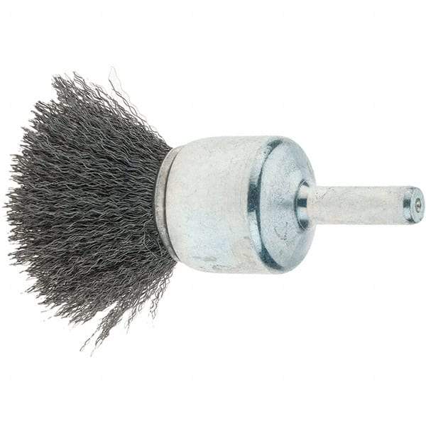 Tru-Maxx - 3/4" Brush Diam, Crimped, Flared End Brush - 1/4" Diam Steel Shank, 22,000 Max RPM - Best Tool & Supply