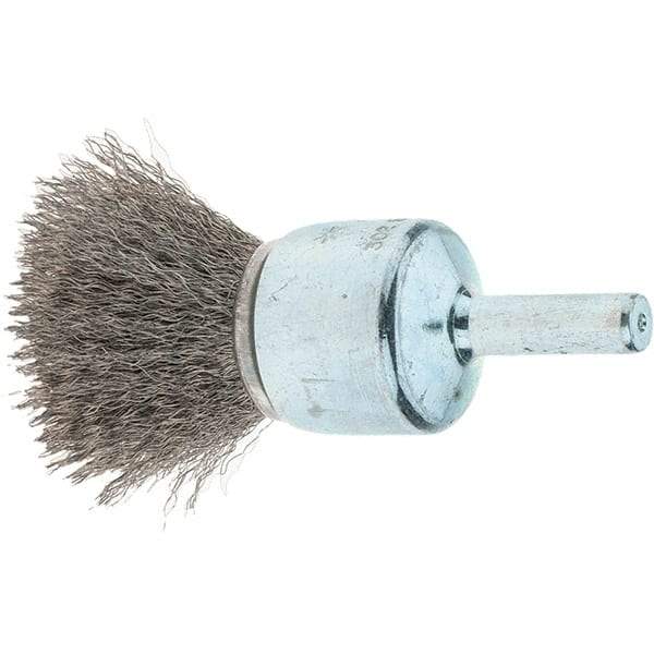 Tru-Maxx - 3/4" Brush Diam, Crimped, Flared End Brush - 1/4" Diam Steel Shank, 22,000 Max RPM - Best Tool & Supply