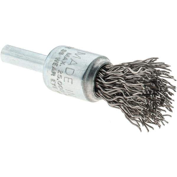 Tru-Maxx - 1/2" Brush Diam, Crimped, Flared End Brush - 1/4" Diam Steel Shank, 25,000 Max RPM - Best Tool & Supply