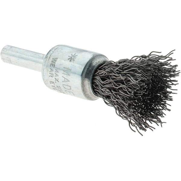 Tru-Maxx - 1/2" Brush Diam, Crimped, Flared End Brush - 1/4" Diam Steel Shank, 25,000 Max RPM - Best Tool & Supply