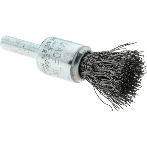 Tru-Maxx - 1/2" Brush Diam, Crimped, Flared End Brush - 1/4" Diam Steel Shank, 25,000 Max RPM - Best Tool & Supply