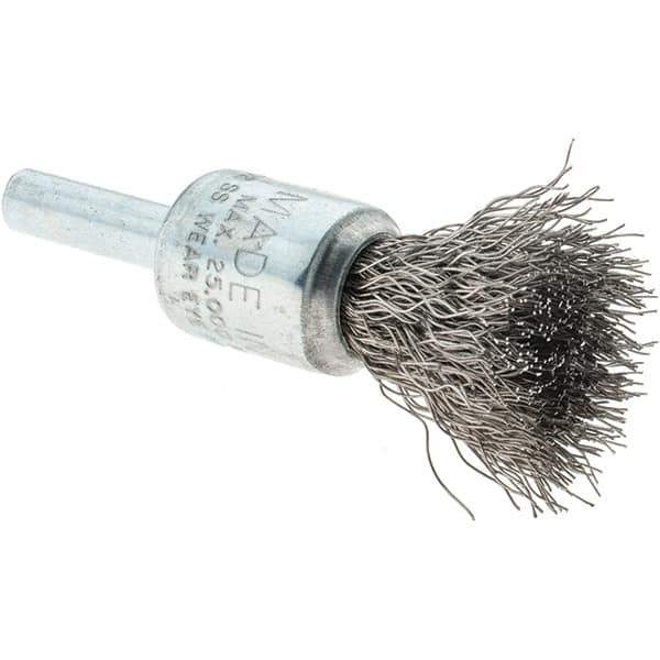 Tru-Maxx - 1/2" Brush Diam, Crimped, Flared End Brush - 1/4" Diam Steel Shank, 25,000 Max RPM - Best Tool & Supply