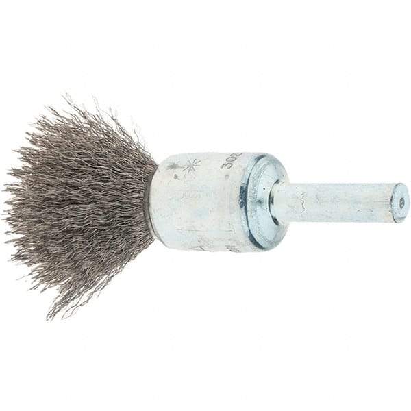 Tru-Maxx - 1/2" Brush Diam, Crimped, Flared End Brush - 1/4" Diam Steel Shank, 25,000 Max RPM - Best Tool & Supply