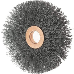 Tru-Maxx - 3" OD, 1/2" Arbor Hole, Crimped Steel Wheel Brush - 5/8" Face Width, 1" Trim Length, 0.0118" Filament Diam, 20,000 RPM - Best Tool & Supply