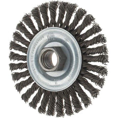 Tru-Maxx - 4" OD, 5/8-11 Arbor Hole, Stringer Bead Steel Wheel Brush - 1/4" Face Width, 7/8" Trim Length, 0.02" Filament Diam, 20,000 RPM - Best Tool & Supply