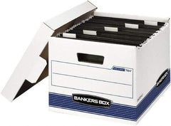 BANKERS BOX - 1 Compartment, 12-5/8" Wide x 10" High x 15-5/8" Deep, Storage Box - Corrugated Cardboard, White/Blue - Best Tool & Supply