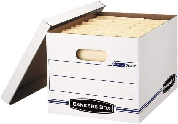 BANKERS BOX - 1 Compartment, 12-1/2" Wide x 10-1/2" High x 16-1/4" Deep, Storage Box - Corrugated Cardboard, White - Best Tool & Supply