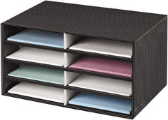 BANKERS BOX - 8 Compartments, 19-1/2" Wide x 10-1/4" High x 12-3/8" Deep, Literature Organizer - Corrugated Cardboard, Black/Gray - Best Tool & Supply