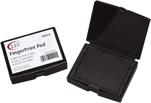 LEE - 2" Wide x 1/2" High x 1/2" Deep, Inked Fingerprint Pad - Plastic, Black - Best Tool & Supply